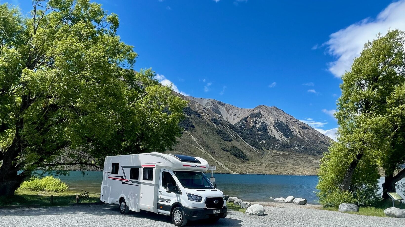 SpringLight motorhome beside a lake on a 2 month New Zealand motorhome itinerary from Christchurch