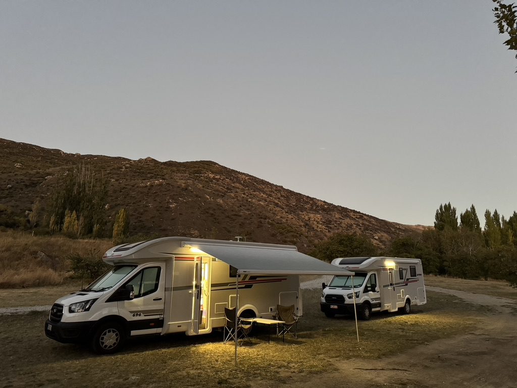 SpringLight motorhomes parked overnight on a 2 week South Island motorhome itinerary from Christchurch