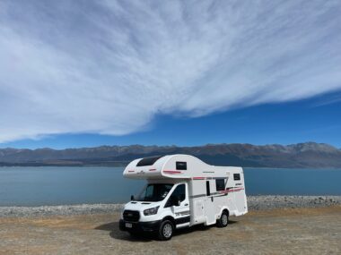 SpringLight motorhome beside Lake Pukaki on a 3 month New Zealand motorhome itinerary from Christchurch