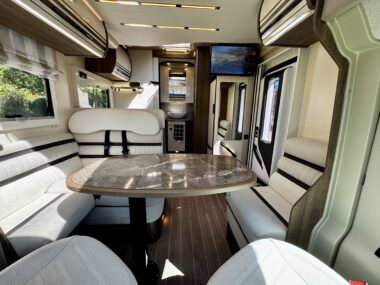 Mavis motorhome interior dining area and kitchen